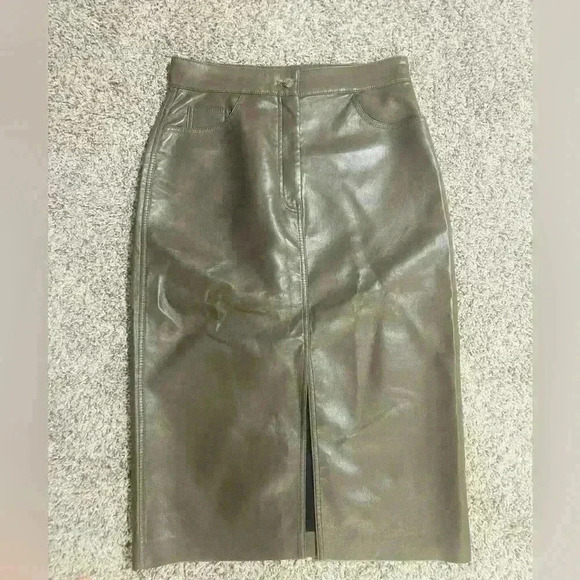 Wilfred olive green leather skirt size S - Picture 1 of 7